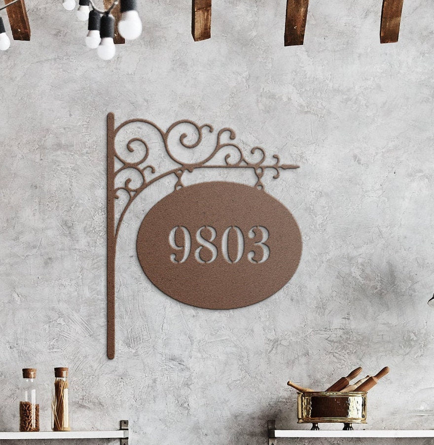 Victorian Metal Address Sign, Personalized Metal Signs For Outside, Metal House Numbers, Metal Door Plaque, House Numbers Sign
