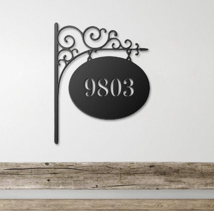 Victorian Metal Address Sign, Personalized Metal Signs For Outside, Metal House Numbers, Metal Door Plaque, House Numbers Sign