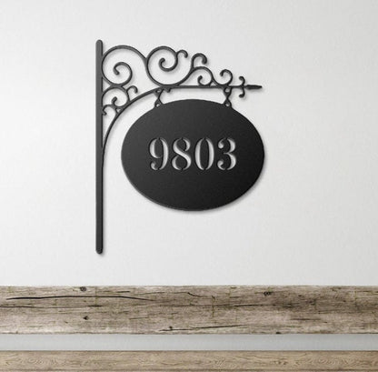 Victorian Metal Address Sign, Personalized Metal Signs For Outside, Metal House Numbers, Metal Door Plaque, House Numbers Sign