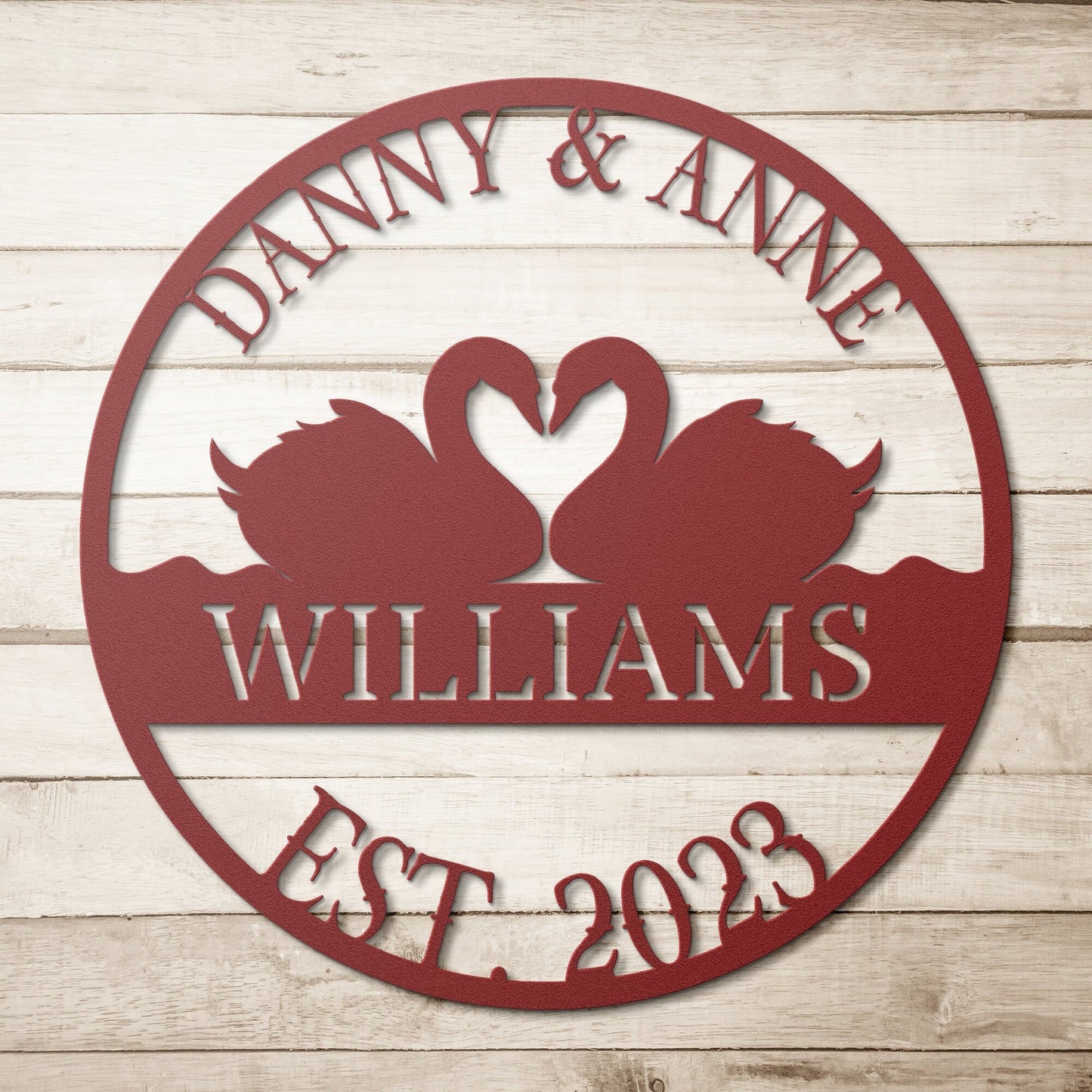 Swans Wedding Sign, Wedding Gift, Last Name Established Sign, Family Name Sign, Metal Swans Sign, Wedding Monogram, Couple Gift
