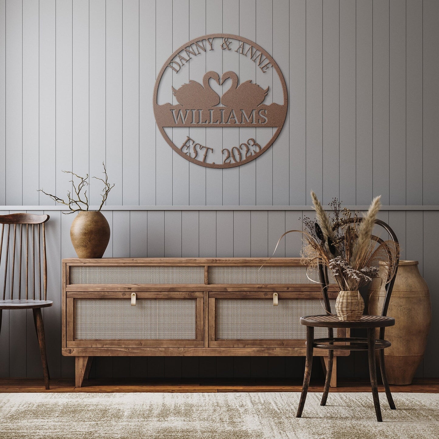 Swans Wedding Sign, Wedding Gift, Last Name Established Sign, Family Name Sign, Metal Swans Sign, Wedding Monogram, Couple Gift