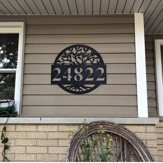 Custom Metal Address Sign, House Number Sign, Metal Address Plaque, Large Metal Sign, Metal House Numbers, Modern Address Sign, Round Sign