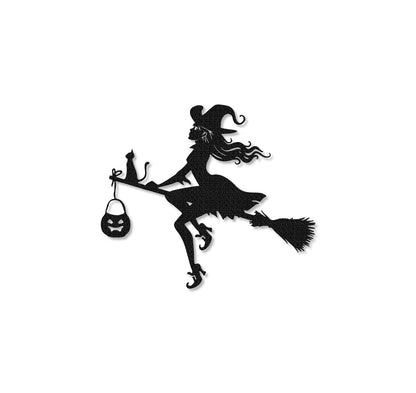 Witch Flying on a Broomstick Metal Sign,Halloween Gift,Halloween Door Decor,Witch Halloween Decor,Witch on a broom wall art,Door Hanger