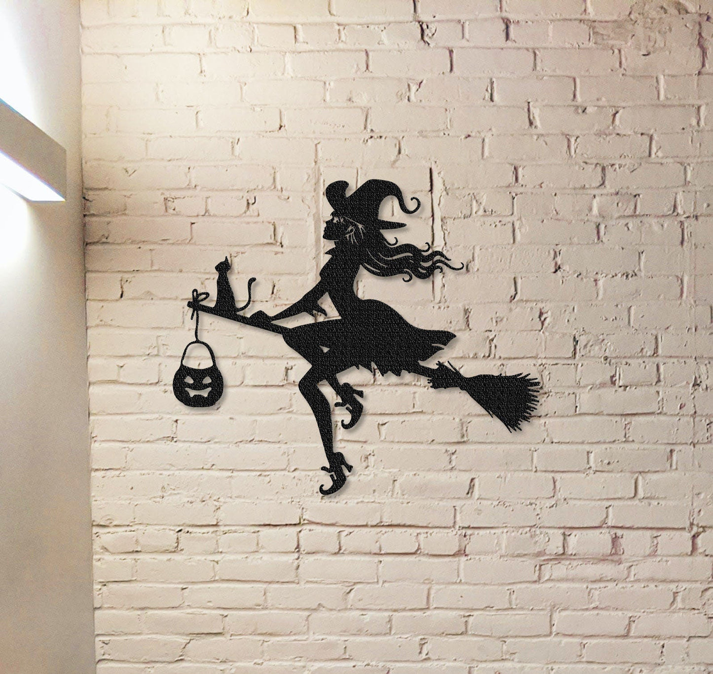 Witch Flying on a Broomstick Metal Sign,Halloween Gift,Halloween Door Decor,Witch Halloween Decor,Witch on a broom wall art,Door Hanger