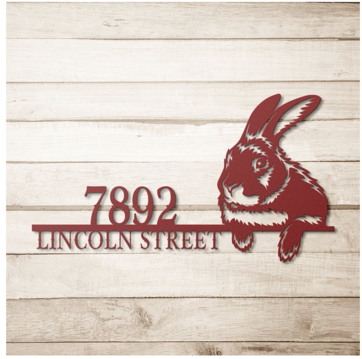 Metal Rabbit Address Sign, Metal House Numbers, Large Metal Sign, Modern Address Sign, Metal Address Plaque, Custom Street Sign, Rabbit Sign