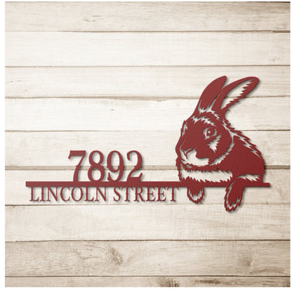 Metal Rabbit Address Sign, Metal House Numbers, Large Metal Sign, Modern Address Sign, Metal Address Plaque, Custom Street Sign, Rabbit Sign