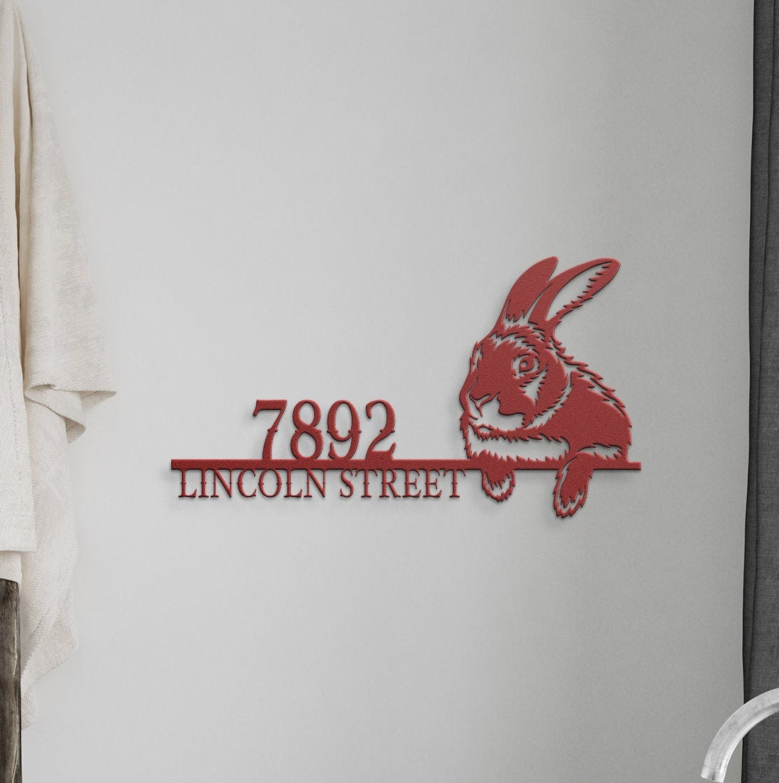 Metal Rabbit Address Sign, Metal House Numbers, Large Metal Sign, Modern Address Sign, Metal Address Plaque, Custom Street Sign, Rabbit Sign