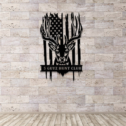 Personalized Deer Metal Sign with LED Lights,Deer Hunting Sign,Custom Deer Hunter Name Sign,US Buck Head Metal Wall Art,Hunting Cabin Sign
