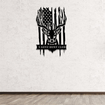 Personalized Deer Metal Sign with LED Lights,Deer Hunting Sign,Custom Deer Hunter Name Sign,US Buck Head Metal Wall Art,Hunting Cabin Sign