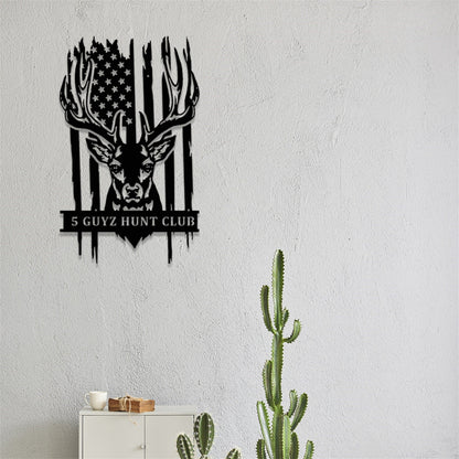 Personalized Deer Metal Sign with LED Lights,Deer Hunting Sign,Custom Deer Hunter Name Sign,US Buck Head Metal Wall Art,Hunting Cabin Sign