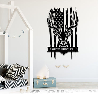 Personalized Deer Metal Sign with LED Lights,Deer Hunting Sign,Custom Deer Hunter Name Sign,US Buck Head Metal Wall Art,Hunting Cabin Sign