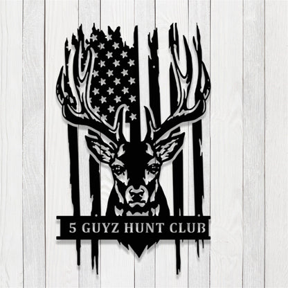 Personalized Deer Metal Sign with LED Lights,Deer Hunting Sign,Custom Deer Hunter Name Sign,US Buck Head Metal Wall Art,Hunting Cabin Sign
