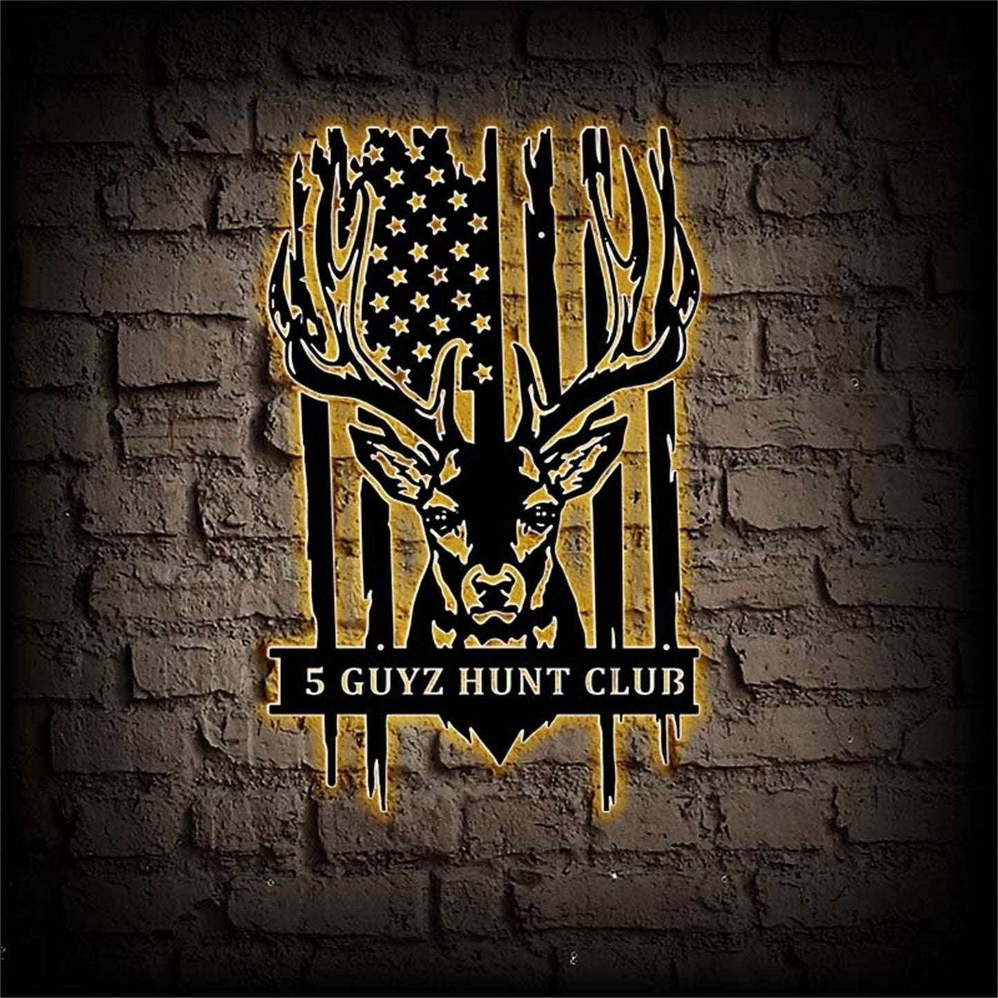 Personalized Deer Metal Sign with LED Lights,Deer Hunting Sign,Custom Deer Hunter Name Sign,US Buck Head Metal Wall Art,Hunting Cabin Sign