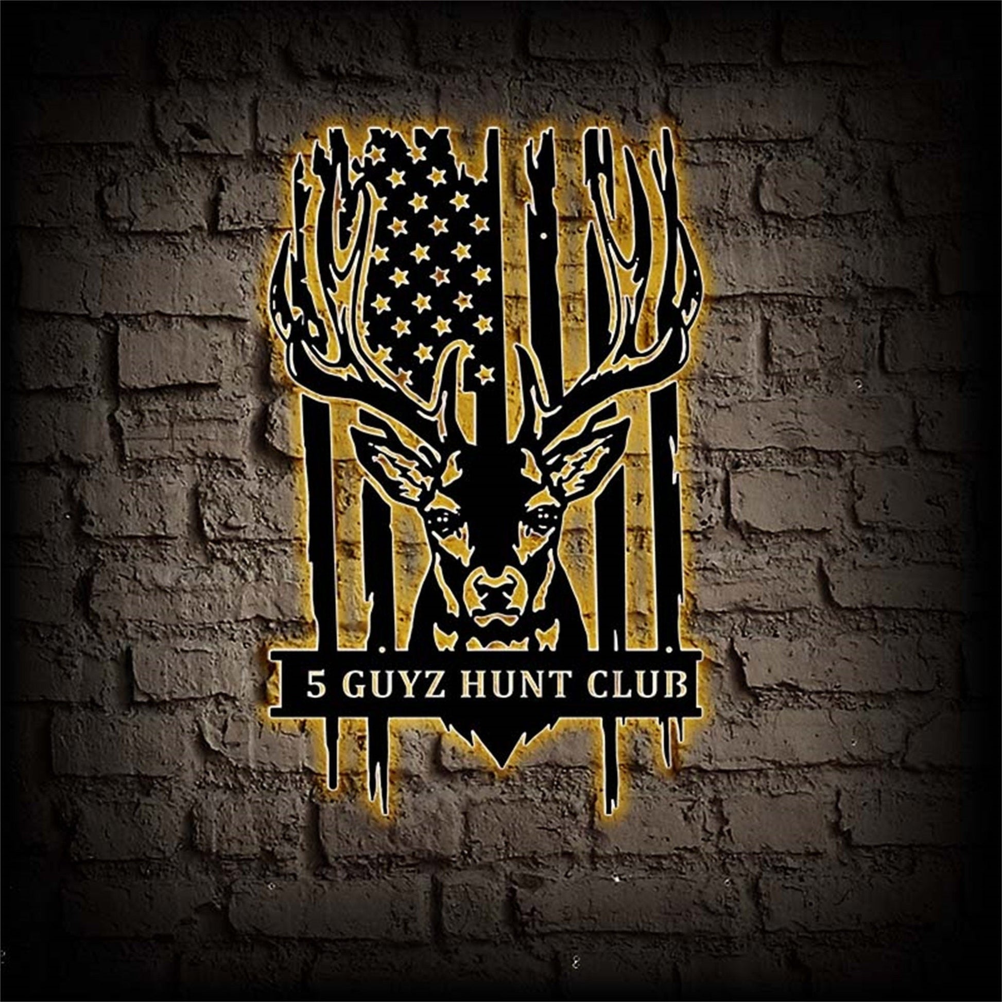 Personalized Deer Metal Sign with LED Lights,Deer Hunting Sign,Custom Deer Hunter Name Sign,US Buck Head Metal Wall Art,Hunting Cabin Sign