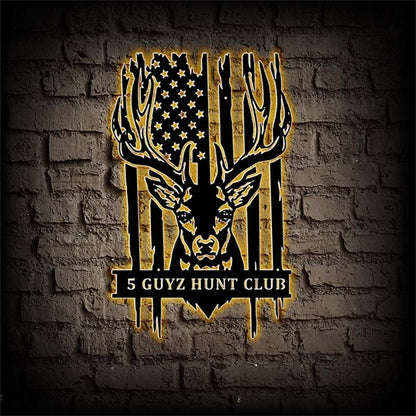 Personalized Deer Metal Sign with LED Lights,Deer Hunting Sign,Custom Deer Hunter Name Sign,US Buck Head Metal Wall Art,Hunting Cabin Sign