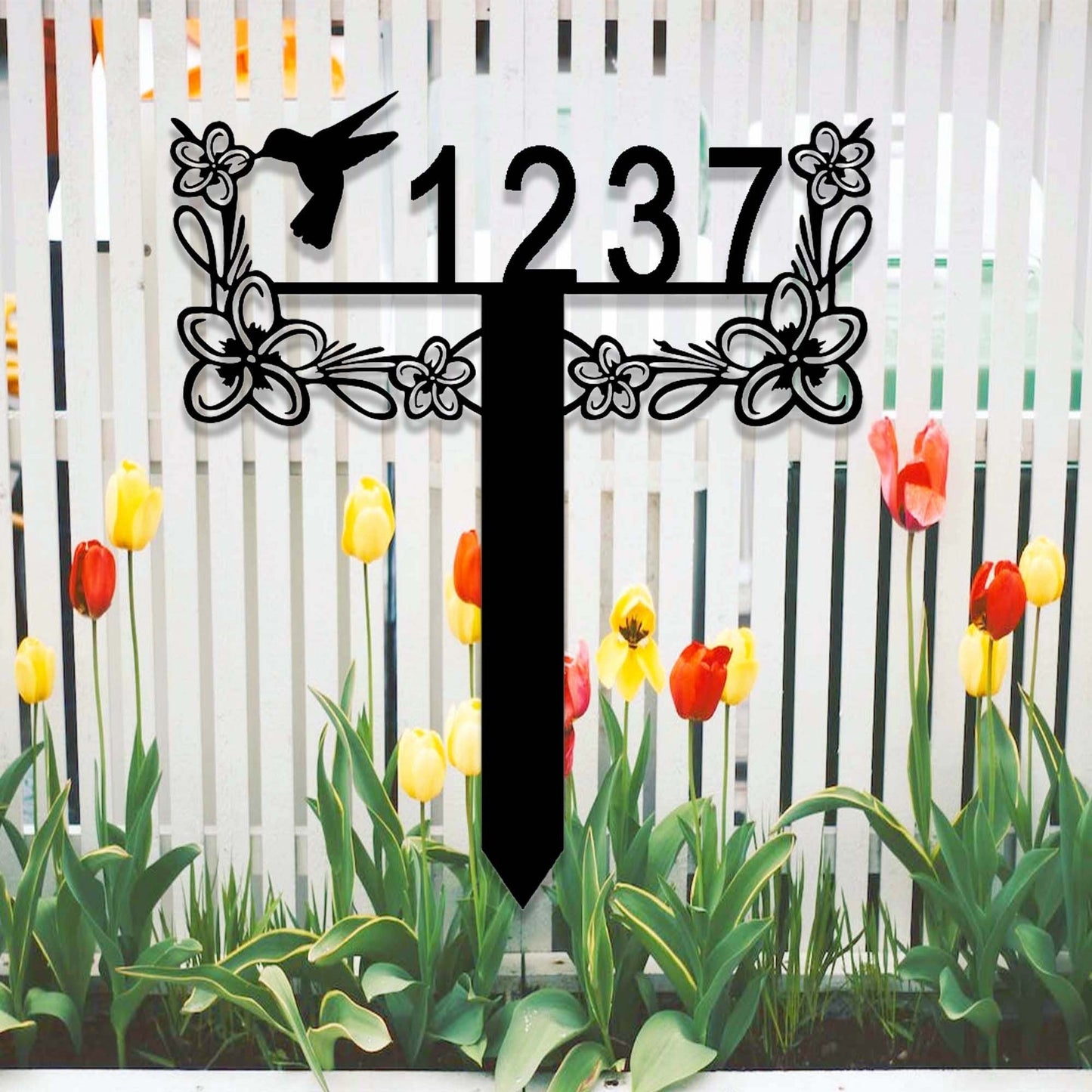 Custom Hummingbird Address Metal Yard Sign,Address Garden Stake,Personalized Lawn Address Sign,Address Sign Stake,House Number Sign for Yard