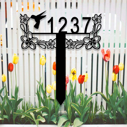 Custom Hummingbird Address Metal Yard Sign,Address Garden Stake,Personalized Lawn Address Sign,Address Sign Stake,House Number Sign for Yard