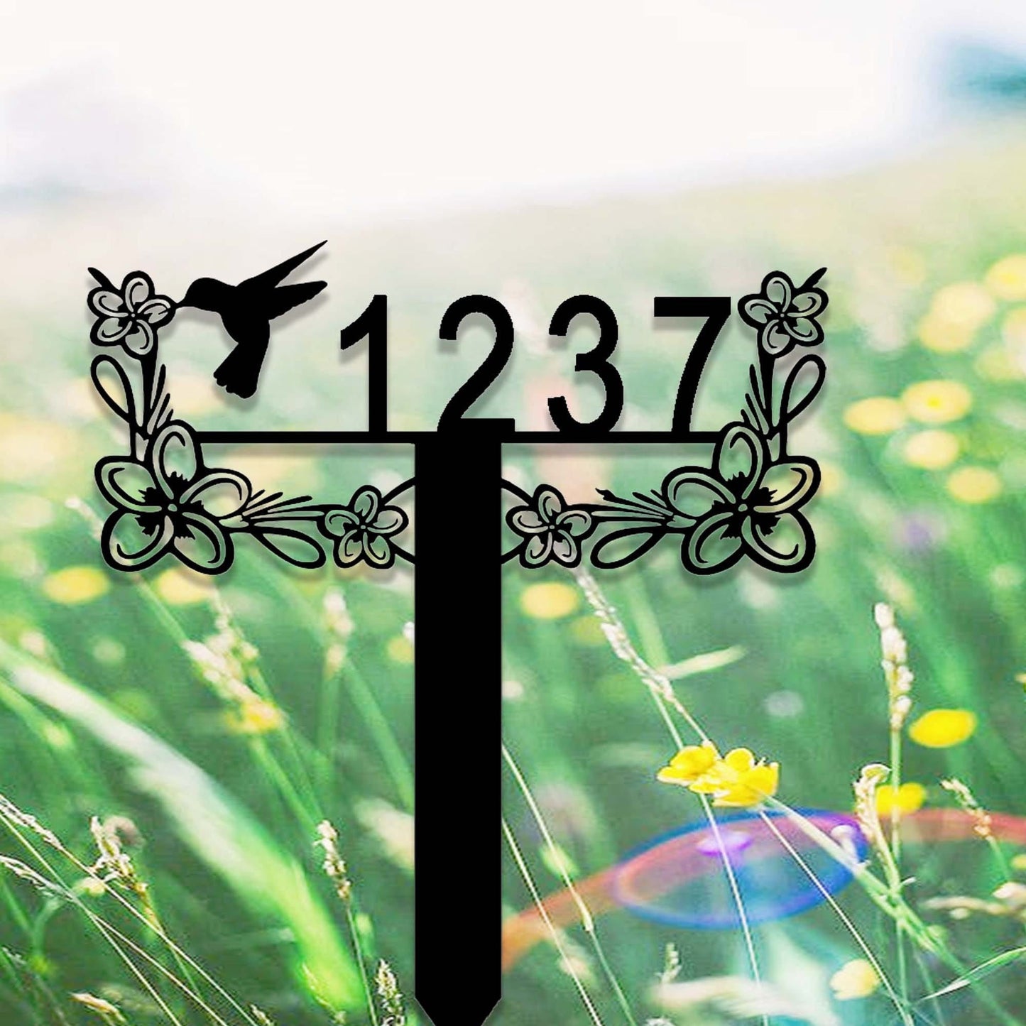 Custom Hummingbird Address Metal Yard Sign,Address Garden Stake,Personalized Lawn Address Sign,Address Sign Stake,House Number Sign for Yard