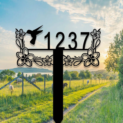 Custom Hummingbird Address Metal Yard Sign,Address Garden Stake,Personalized Lawn Address Sign,Address Sign Stake,House Number Sign for Yard