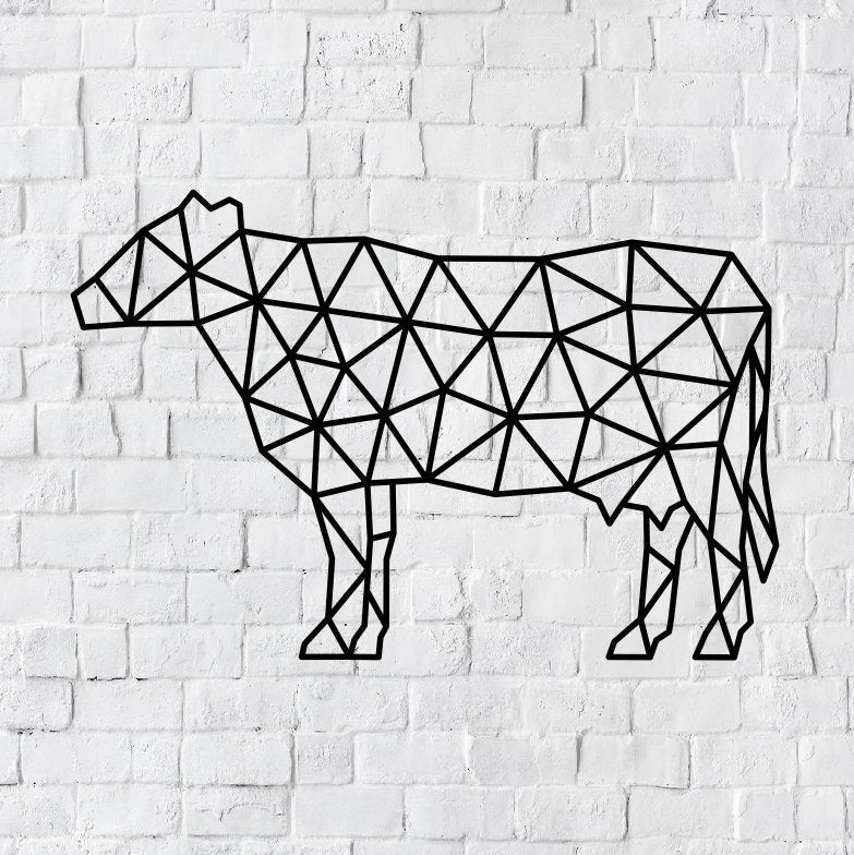 Geometric Cow Metal Sign / Farm Wall Decor / Steel Cow Wall Decor / Farmhouse Decor / Personalized Home Decor / Metal Wall Art
