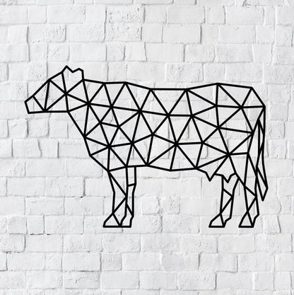 Geometric Cow Metal Sign / Farm Wall Decor / Steel Cow Wall Decor / Farmhouse Decor / Personalized Home Decor / Metal Wall Art