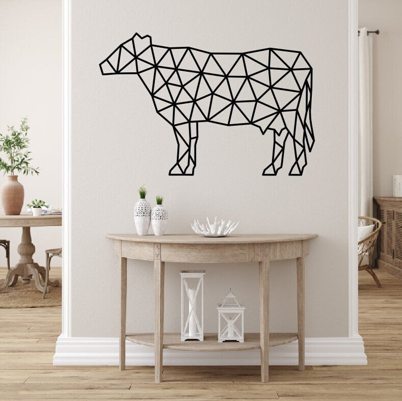 Geometric Cow Metal Sign / Farm Wall Decor / Steel Cow Wall Decor / Farmhouse Decor / Personalized Home Decor / Metal Wall Art