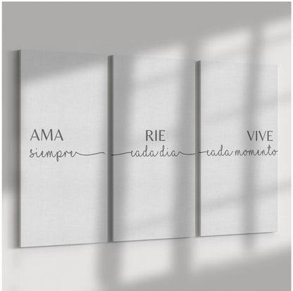 Ama Siempre Set Of 3 Canvas, Large Print Set, Above Bed Sign, Inspirational Quote Canvas, Anniversary Gift , Canvas Motivation Wall Art