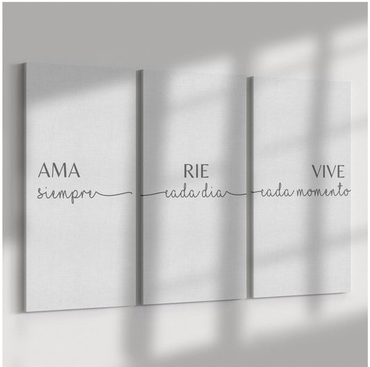 Ama Siempre Set Of 3 Canvas, Large Print Set, Above Bed Sign, Inspirational Quote Canvas, Anniversary Gift , Canvas Motivation Wall Art