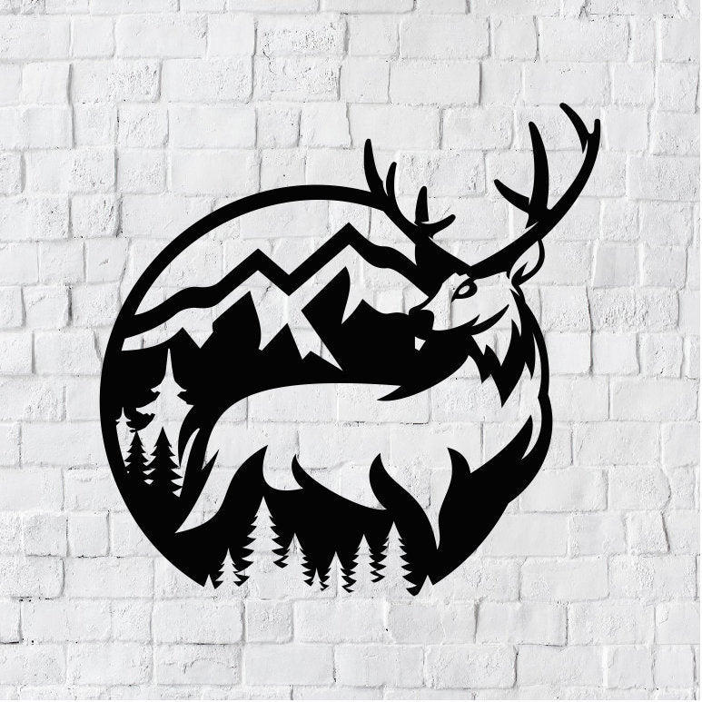 Mountain Deer Metal Home Decor / Deer Mountain Wall Art / Mountain Metal Wall Art / Metal Wall Art / Wall Art / Metal Wall Decor