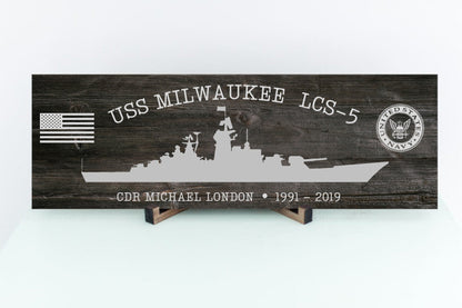 Custom US Navy Ships Wood Sign, Navy Veterans Gift, Navy Gifts For Men, Fathers Day Gift For Navy Dad, Battleship Metal Sign, Personalized