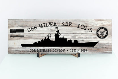 Custom US Navy Ships Wood Sign, Navy Veterans Gift, Navy Gifts For Men, Fathers Day Gift For Navy Dad, Battleship Metal Sign, Personalized