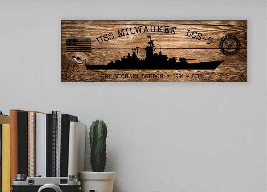 Custom US Navy Ships Wood Sign, Navy Veterans Gift, Navy Gifts For Men, Fathers Day Gift For Navy Dad, Battleship Metal Sign, Personalized