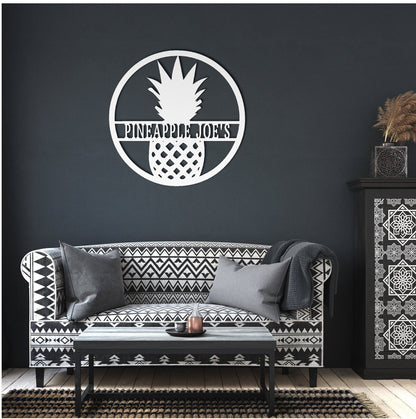 Pineapple Monogram Sign, Monogram Metal Sign, Pineapple Wall Sign, Metal Monogram Sign, Name Monogram Sign, Housewarming Gift, Pineapple Art