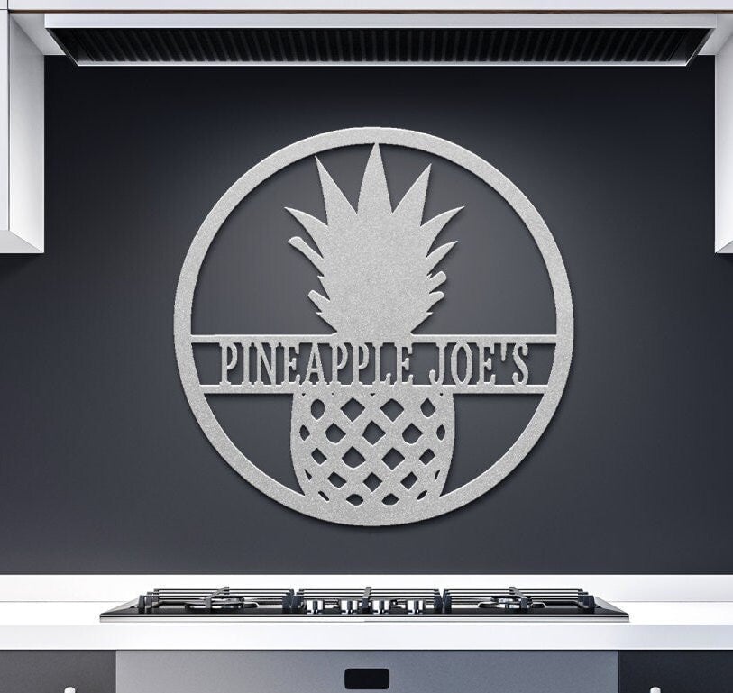 Pineapple Monogram Sign, Monogram Metal Sign, Pineapple Wall Sign, Metal Monogram Sign, Name Monogram Sign, Housewarming Gift, Pineapple Art