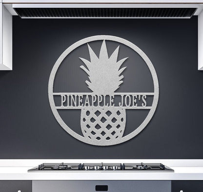 Pineapple Monogram Sign, Monogram Metal Sign, Pineapple Wall Sign, Metal Monogram Sign, Name Monogram Sign, Housewarming Gift, Pineapple Art