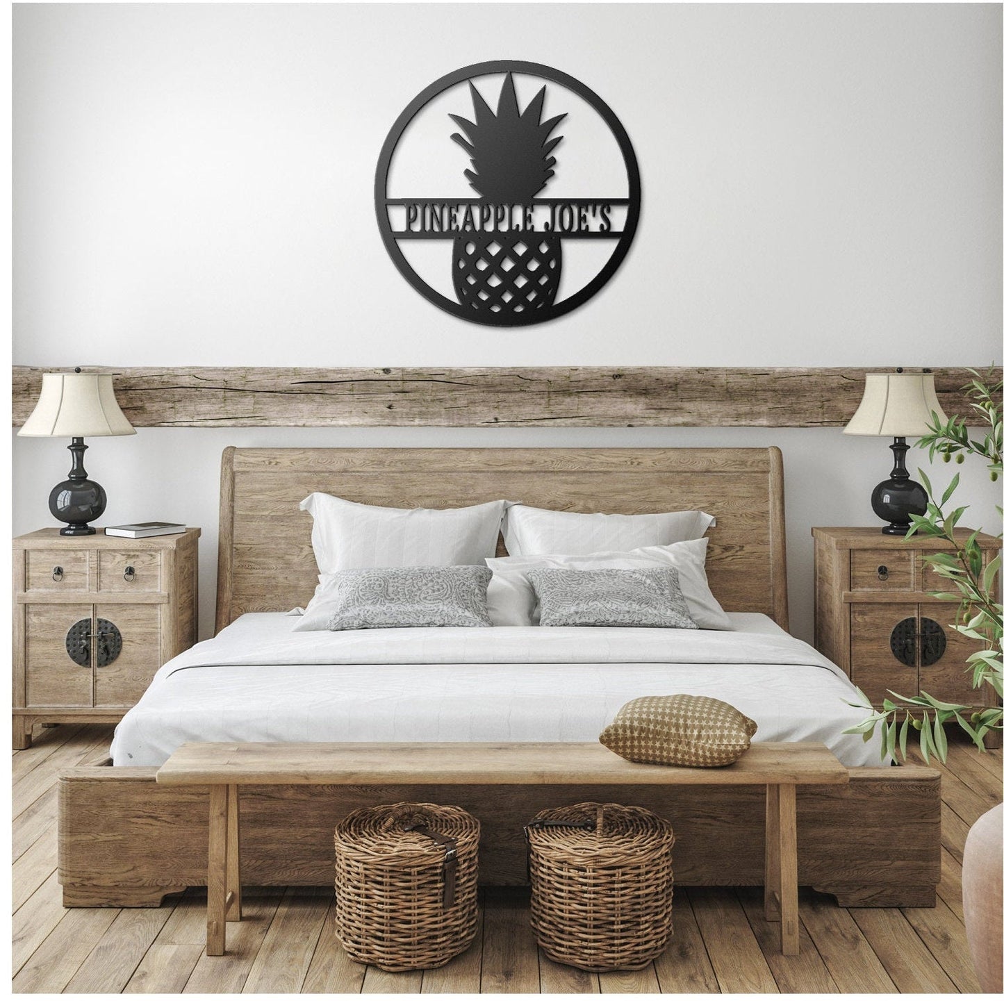 Pineapple Monogram Sign, Monogram Metal Sign, Pineapple Wall Sign, Metal Monogram Sign, Name Monogram Sign, Housewarming Gift, Pineapple Art