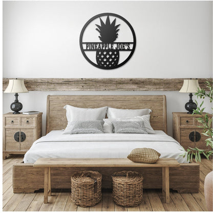 Pineapple Monogram Sign, Monogram Metal Sign, Pineapple Wall Sign, Metal Monogram Sign, Name Monogram Sign, Housewarming Gift, Pineapple Art