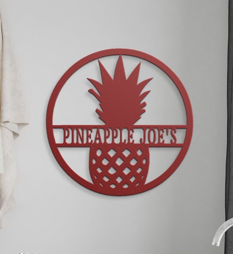 Pineapple Monogram Sign, Monogram Metal Sign, Pineapple Wall Sign, Metal Monogram Sign, Name Monogram Sign, Housewarming Gift, Pineapple Art