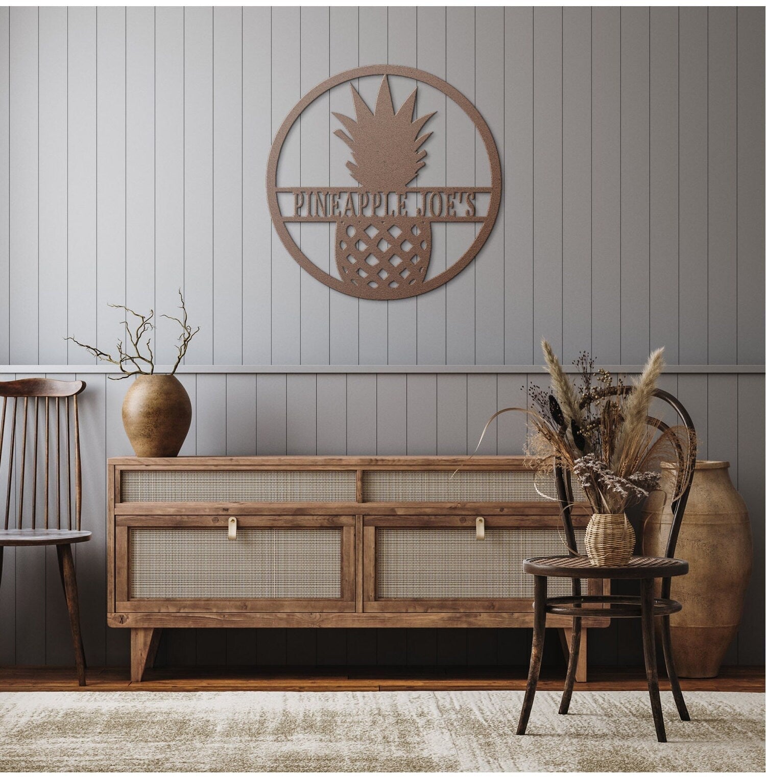 Pineapple Monogram Sign, Monogram Metal Sign, Pineapple Wall Sign, Metal Monogram Sign, Name Monogram Sign, Housewarming Gift, Pineapple Art