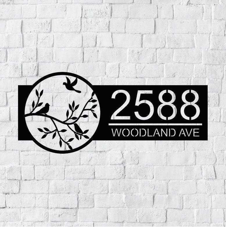 Birds on Branch Metal House Number Sign | Bird on Branches Address Sign | Modern Address | Address Sign | Address Numbers | Address Plaque