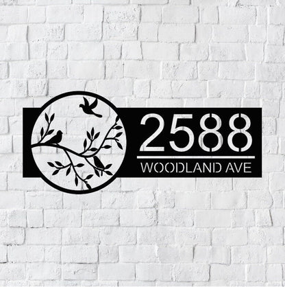 Birds on Branch Metal House Number Sign | Bird on Branches Address Sign | Modern Address | Address Sign | Address Numbers | Address Plaque