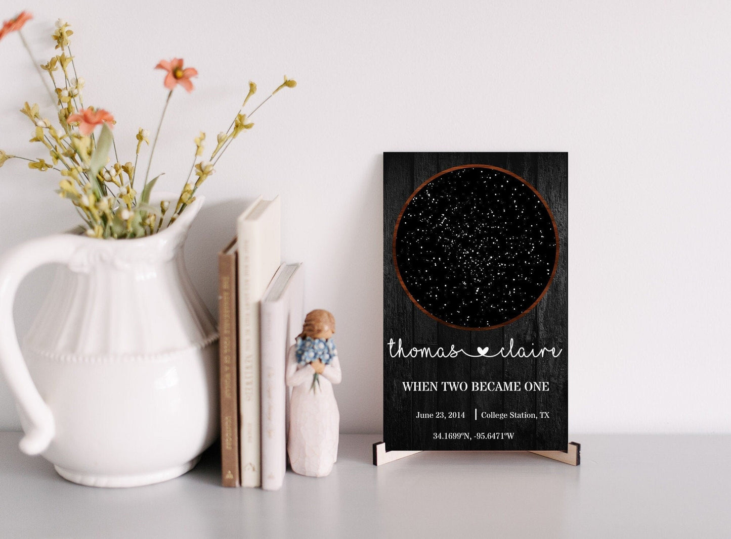 Custom Star Map Wood Sign, Year Anniversary Gift For Boyfriend, Night Sky By Date Sign, Star Map Plaque, Constellation Sign, Sky Map Sign