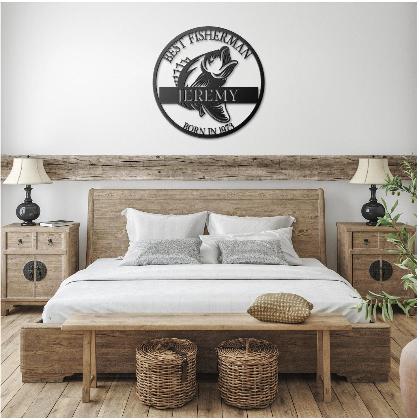 Personalized 50th Birthday Metal Sign, Birthday Gift For Men, Gift For Husband, Fishing Gifts, Custom Bass Fish Sign, Gift For Fisherman