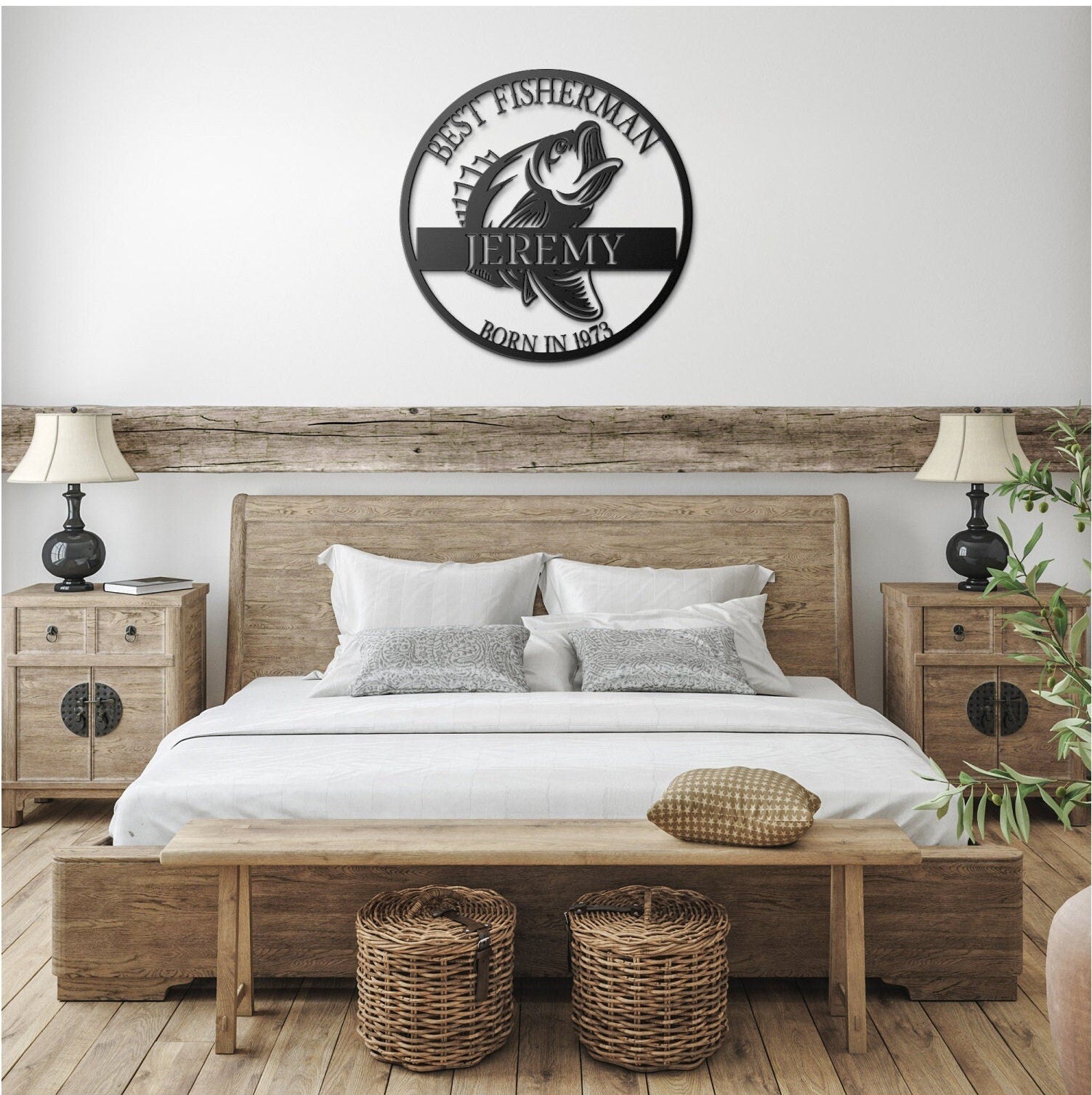 Personalized 50th Birthday Metal Sign, Birthday Gift For Men, Gift For Husband, Fishing Gifts, Custom Bass Fish Sign, Gift For Fisherman
