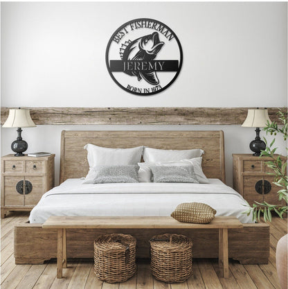 Personalized 50th Birthday Metal Sign, Birthday Gift For Men, Gift For Husband, Fishing Gifts, Custom Bass Fish Sign, Gift For Fisherman