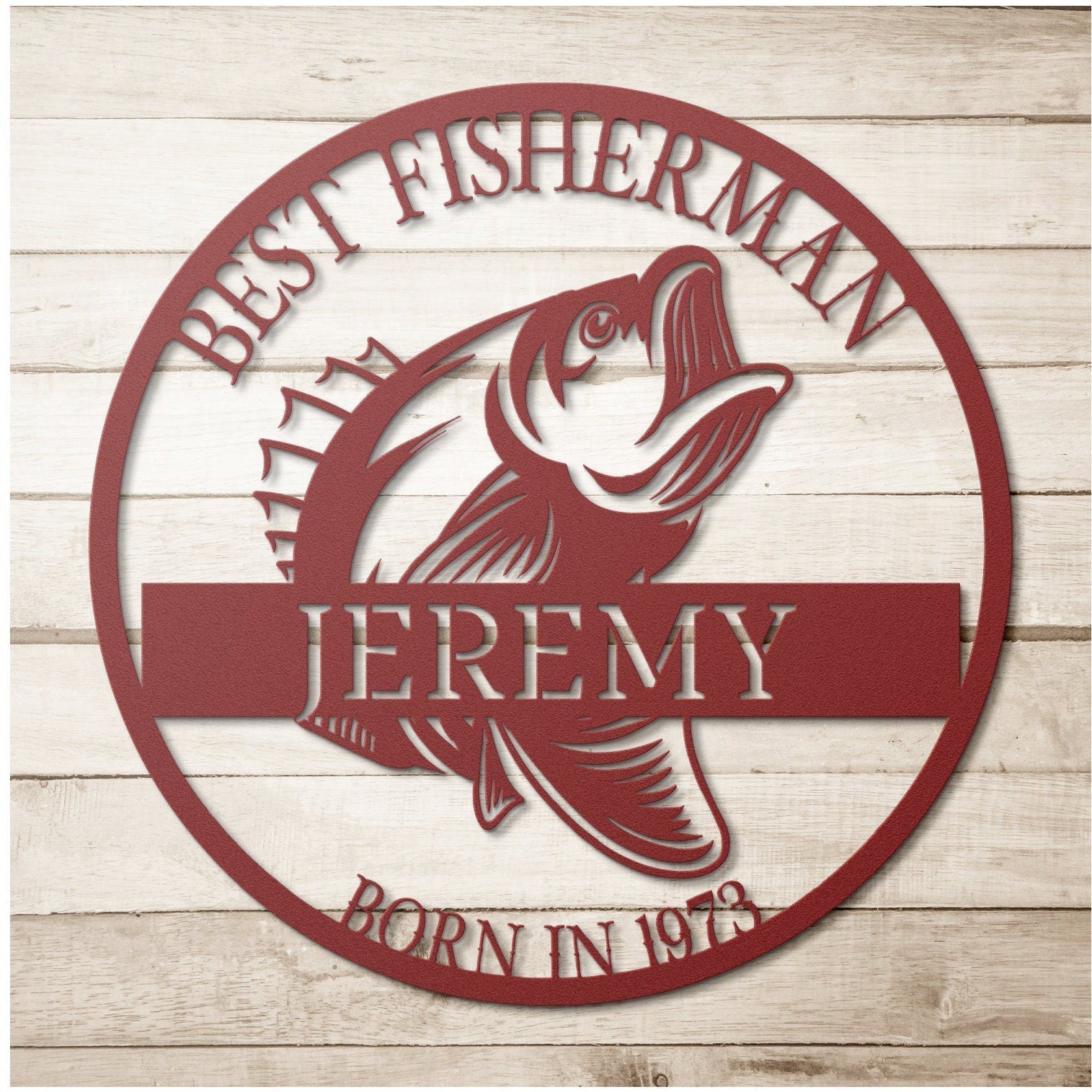 Personalized 50th Birthday Metal Sign, Birthday Gift For Men, Gift For Husband, Fishing Gifts, Custom Bass Fish Sign, Gift For Fisherman