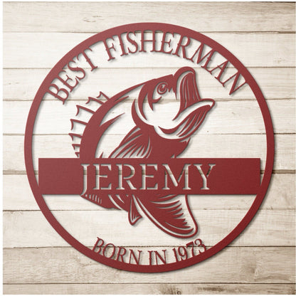 Personalized 50th Birthday Metal Sign, Birthday Gift For Men, Gift For Husband, Fishing Gifts, Custom Bass Fish Sign, Gift For Fisherman