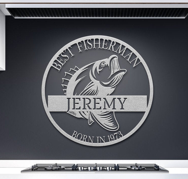 Personalized 50th Birthday Metal Sign, Birthday Gift For Men, Gift For Husband, Fishing Gifts, Custom Bass Fish Sign, Gift For Fisherman