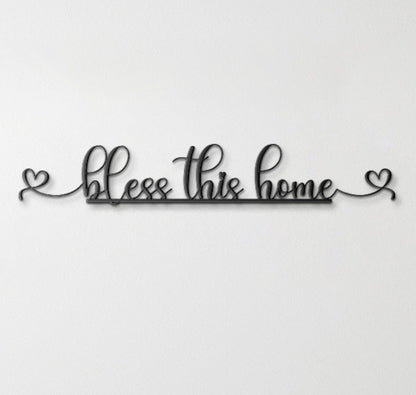 Metal Bless This Home Sign, Large Bless Our Home Sign, Housewarming Gift, New Home Gift, Wall Hanging Metal Art, Bless This Home Wall Art