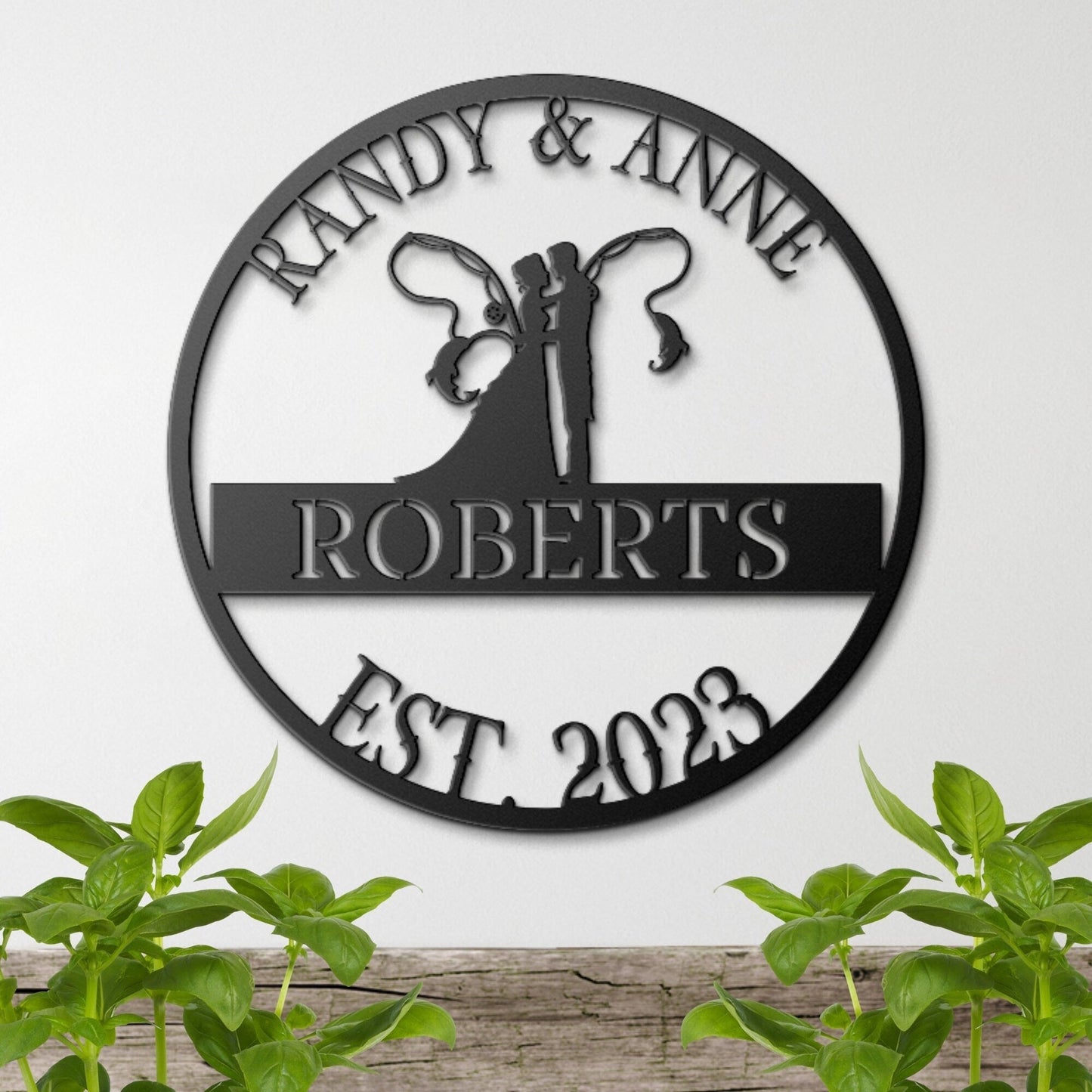 Fishing Wedding Sign, Wedding Gift, Last Name Established Sign, Family Name Sign, Metal Fishing Sign, Wedding Monogram, Couple Gift